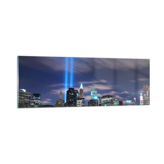 Obraz na szkle - Światłem dosięgnąć nieba - 90x30cm - Miasto Nowy York Architektura - Nowoczesny szklany obraz do salonu do sypialni ARTTOR ARTTOR