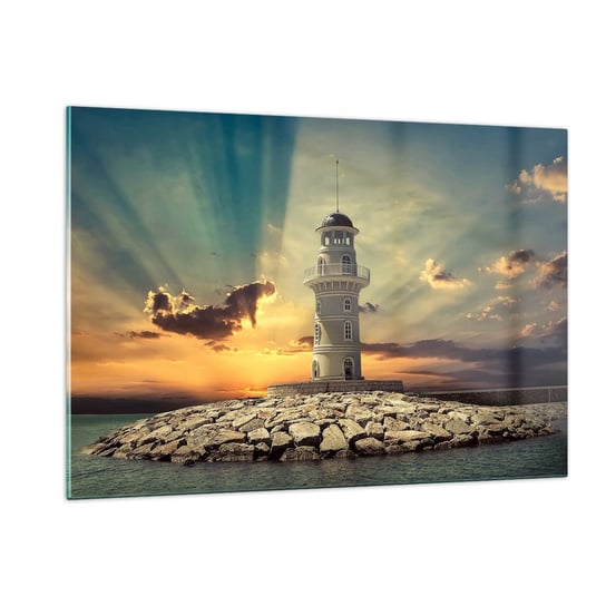 Obraz na szkle - Światło - Dobro - Piękno - 120x80cm - Latarnia Morska Architektura Krajobrazy - Nowoczesny szklany obraz na ścianę do salonu do sypialni ARTTOR ARTTOR