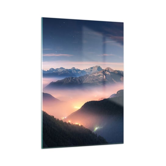 Obraz na szkle - Światło w dolinach - 50x70cm - Krajobraz Góry Las - Nowoczesny szklany obraz do salonu do sypialni ARTTOR ARTTOR