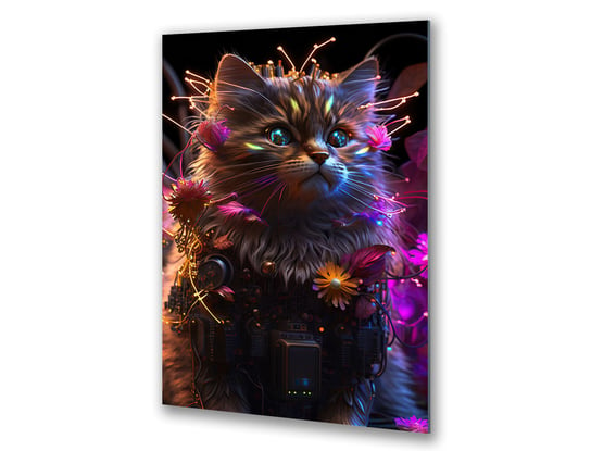 Obraz na szkle świecący kot z lampkami dzieci g 23x36 cm Inna marka