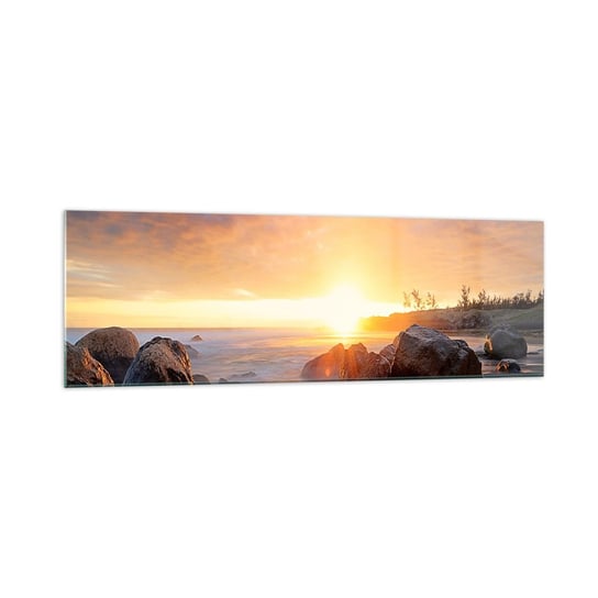 Obraz na szkle - Świetlista bryza wieczoru - 160x50cm - Krajobraz Morze Wschód Słońca - Nowoczesny foto szklany obraz do salonu do sypialni ARTTOR ARTTOR