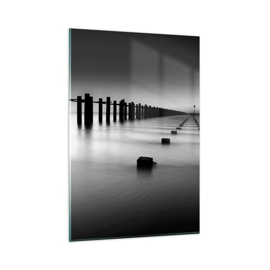 Obraz na szkle - Szara dal we mgle - 80x120cm - Krajobraz Ocean Morze - Nowoczesny szklany obraz na ścianę do salonu do sypialni ARTTOR ARTTOR