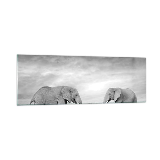 Obraz na szkle - Szare jest piękne - 90x30cm - Słoń Zwierzęta Safari - Nowoczesny szklany obraz do salonu do sypialni ARTTOR ARTTOR
