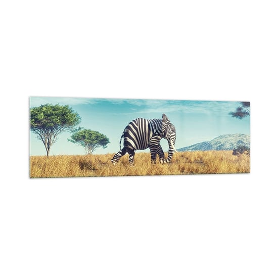 Obraz na szkle - Szarość już niemodna - 160x50cm - Abstrakcja Słoń Zebra - Nowoczesny foto szklany obraz do salonu do sypialni ARTTOR ARTTOR