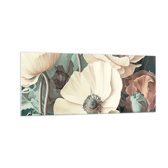 Obraz na szkle - Szept maków - 100x40cm - Kwiaty Rośliny Pastelowy - Nowoczesny foto szklany obraz do salonu do sypialni ARTTOR ARTTOR