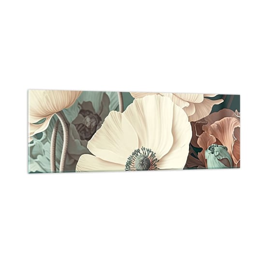 Obraz na szkle - Szept maków - 90x30cm - Kwiaty Rośliny Pastelowy - Nowoczesny szklany obraz do salonu do sypialni ARTTOR ARTTOR