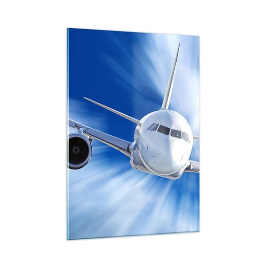 Obraz na szkle - Szybszy niż wiatr na niebie - 50x70cm - Samolot Lotnictwo Podróże - Nowoczesny szklany obraz do salonu do sypialni ARTTOR ARTTOR