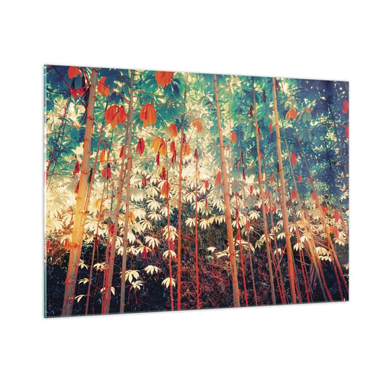 Obraz na szkle - Tajemne życie liści - 100x70cm - Las Tropikalny Natura Drzewa - Nowoczesny foto szklany obraz do salonu do sypialni ARTTOR ARTTOR