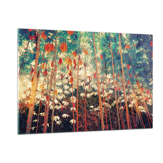 Obraz na szkle - Tajemne życie liści - 120x80cm - Las Tropikalny Natura Drzewa - Nowoczesny szklany obraz na ścianę do salonu do sypialni ARTTOR ARTTOR