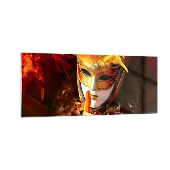 Obraz na szkle - Tajemnica to część gry - 100x40cm - Maska Wenecka Sztuka Wenecja - Nowoczesny foto szklany obraz do salonu do sypialni ARTTOR ARTTOR