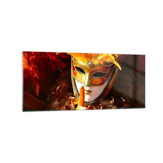 Obraz na szkle - Tajemnica to część gry - 120x50cm - Maska Wenecka Sztuka Wenecja - Nowoczesny szklany obraz na ścianę do salonu do sypialni ARTTOR ARTTOR