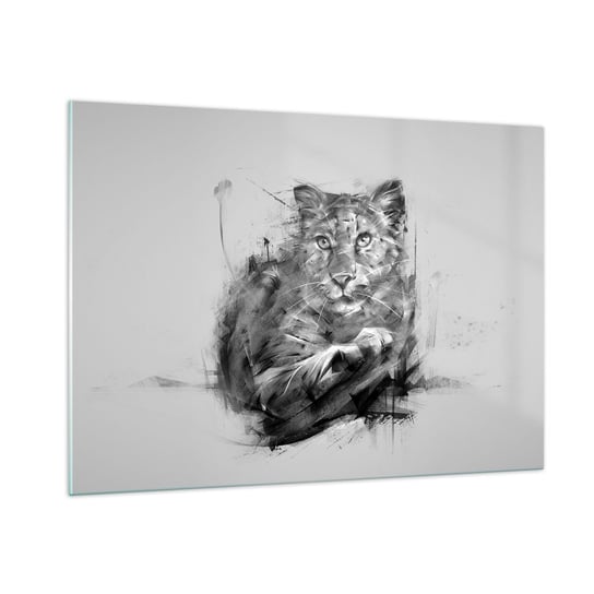 Obraz na szkle - Tak, słucham uważnie - 100x70cm - Pantera Zwierzęta Dziki Kot - Nowoczesny foto szklany obraz do salonu do sypialni ARTTOR ARTTOR