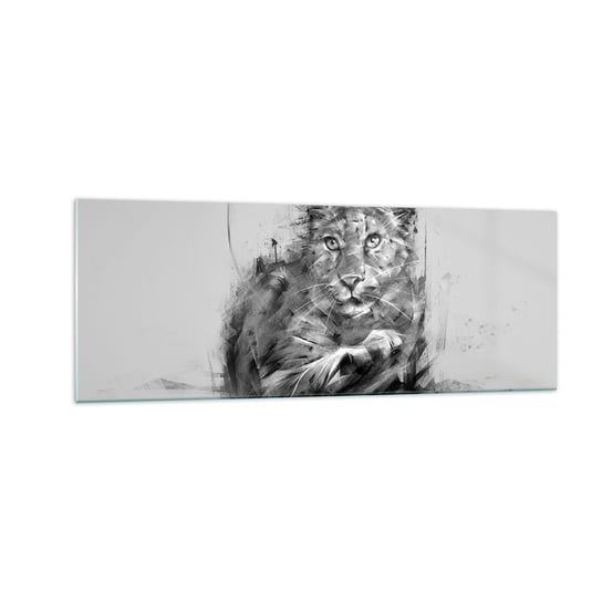 Obraz na szkle - Tak, słucham uważnie - 140x50cm - Pantera Zwierzęta Dziki Kot - Nowoczesny szklany obraz do salonu do sypialni ARTTOR ARTTOR