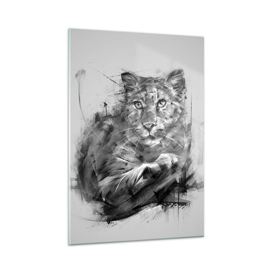 Obraz na szkle - Tak, słucham uważnie - 50x70cm - Pantera Zwierzęta Dziki Kot - Nowoczesny szklany obraz do salonu do sypialni ARTTOR ARTTOR