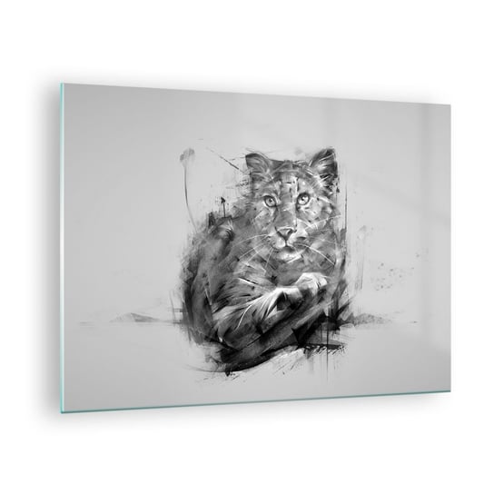 Obraz na szkle - Tak, słucham uważnie - 70x50cm - Pantera Zwierzęta Dziki Kot - Nowoczesny szklany obraz do salonu do sypialni ARTTOR ARTTOR