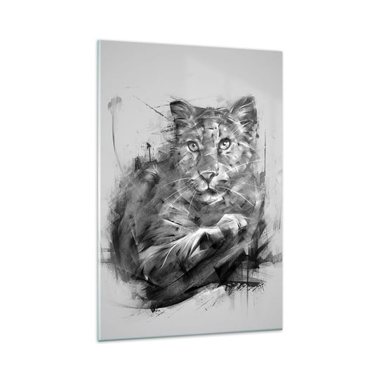 Obraz na szkle - Tak, słucham uważnie - 80x120cm - Pantera Zwierzęta Dziki Kot - Nowoczesny szklany obraz na ścianę do salonu do sypialni ARTTOR ARTTOR