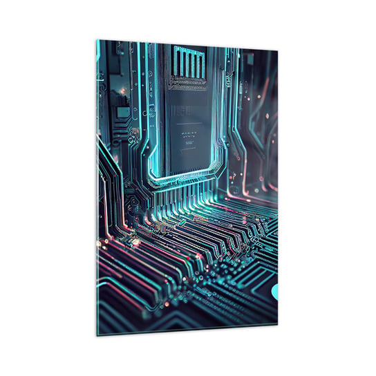 Obraz na szkle - Tak sobie myślę… - 80x120cm - Technologia Komputer Procesor - Nowoczesny szklany obraz na ścianę do salonu do sypialni ARTTOR ARTTOR