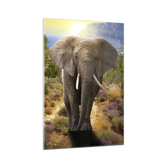 Obraz na szkle - Tak wyglądał Eden - 70x100cm - Zwierzęta Słoń Safari - Nowoczesny foto szklany obraz do salonu do sypialni ARTTOR ARTTOR