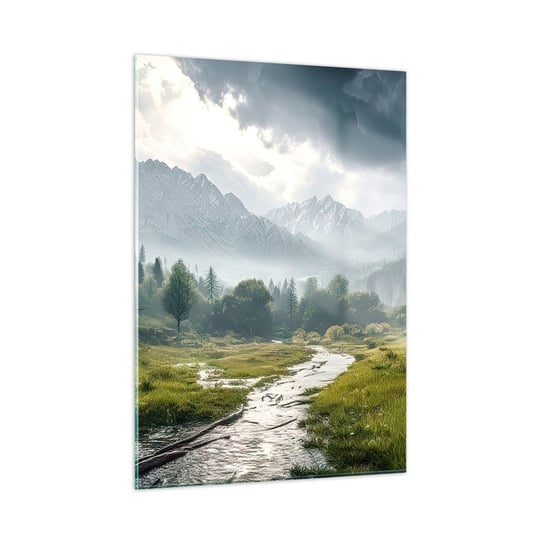 Obraz na szkle - Tam i z powrotem - 50x70cm - Krajobraz Górski Rzeka Las - Nowoczesny szklany obraz do salonu do sypialni ARTTOR ARTTOR
