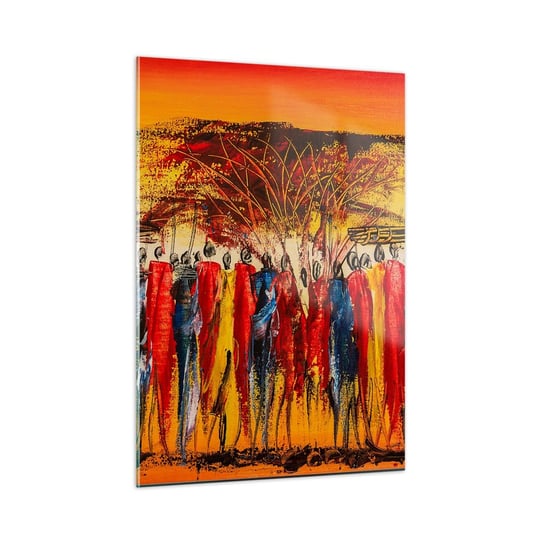 Obraz na szkle - Tam, tam, tam tam idą - 50x70cm - Sztuka Ludzie Afryka - Nowoczesny szklany obraz do salonu do sypialni ARTTOR ARTTOR