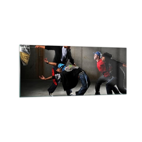 Obraz na szkle - Tańczący z ulicznym wiatrem - 120x50cm - Taniec Muzyka Ludzie - Nowoczesny szklany obraz na ścianę do salonu do sypialni ARTTOR ARTTOR