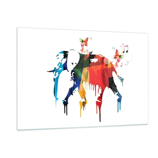 Obraz na szkle - Tańczyć każdy może - 120x80cm - Abstrakcja Słoń Motyl - Nowoczesny szklany obraz na ścianę do salonu do sypialni ARTTOR ARTTOR