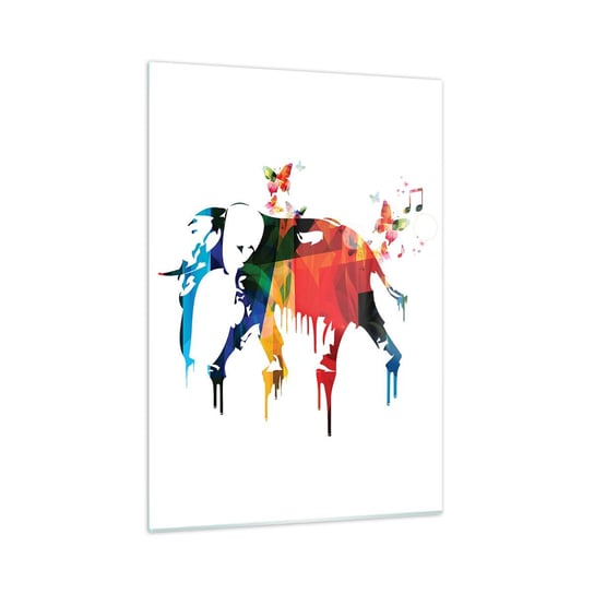 Obraz na szkle - Tańczyć każdy może - 50x70cm - Abstrakcja Słoń Motyl - Nowoczesny szklany obraz do salonu do sypialni ARTTOR ARTTOR