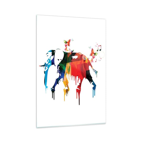 Obraz na szkle - Tańczyć każdy może - 80x120cm - Abstrakcja Słoń Motyl - Nowoczesny szklany obraz na ścianę do salonu do sypialni ARTTOR ARTTOR