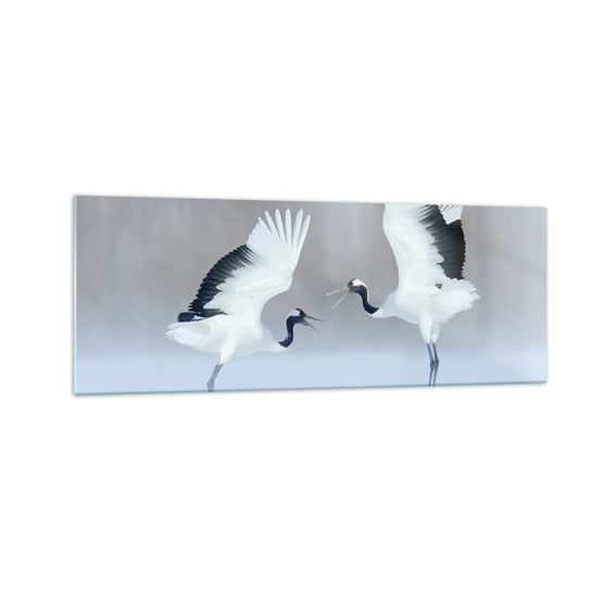 Obraz na szkle - Taniec we mgle - 140x50cm - Zima Ptak Natura - Nowoczesny szklany obraz do salonu do sypialni ARTTOR ARTTOR