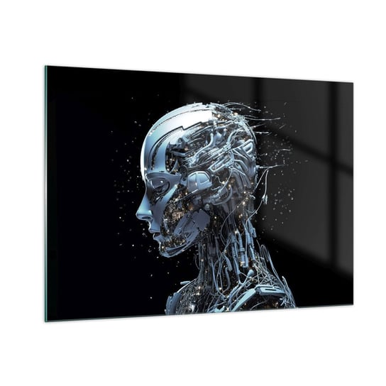 Obraz na szkle - Technologia jest kobietą - 100x70cm - Sztuczna Inteligencja Robot Przyszłość - Nowoczesny foto szklany obraz do salonu do sypialni ARTTOR ARTTOR