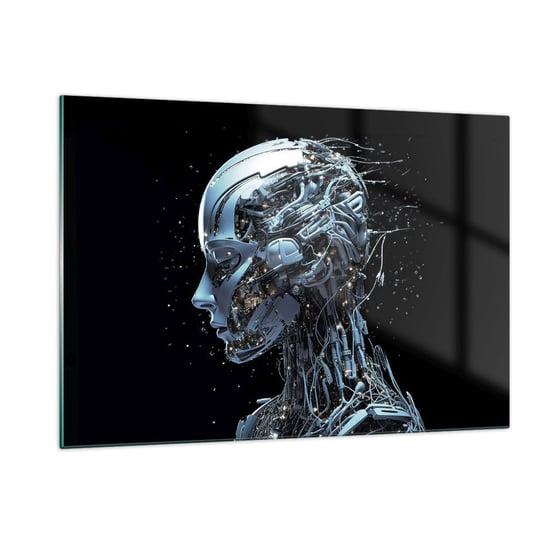 Obraz na szkle - Technologia jest kobietą - 120x80cm - Sztuczna Inteligencja Robot Przyszłość - Nowoczesny szklany obraz na ścianę do salonu do sypialni ARTTOR ARTTOR