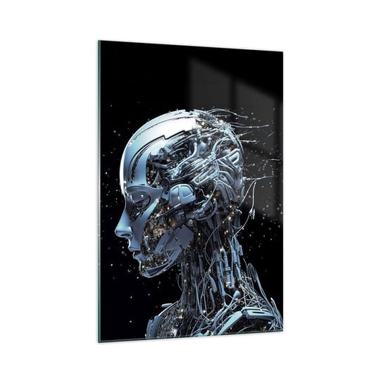 Obraz na szkle - Technologia jest kobietą - 70x100cm - Sztuczna Inteligencja Robot Przyszłość - Nowoczesny foto szklany obraz do salonu do sypialni ARTTOR ARTTOR