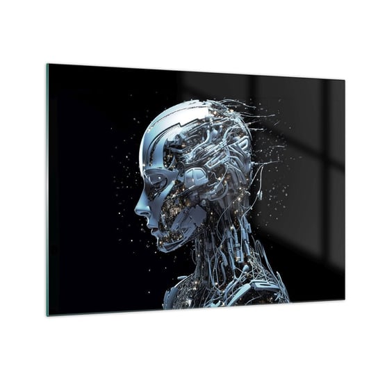 Obraz na szkle - Technologia jest kobietą - 70x50cm - Sztuczna Inteligencja Robot Przyszłość - Nowoczesny szklany obraz do salonu do sypialni ARTTOR ARTTOR