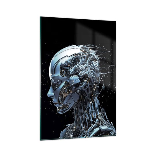 Obraz na szkle - Technologia jest kobietą - 80x120cm - Sztuczna Inteligencja Robot Przyszłość - Nowoczesny szklany obraz na ścianę do salonu do sypialni ARTTOR ARTTOR