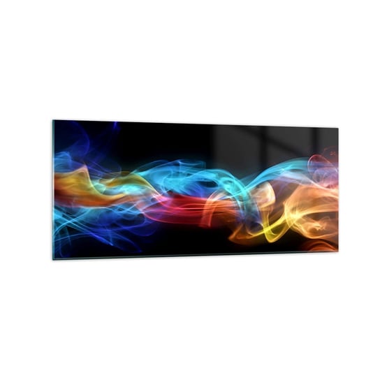 Obraz na szkle - Tęczowy taniec mgieł - 120x50cm - Abstrakcja Grafika Kolorowe Płomienie - Nowoczesny szklany obraz na ścianę do salonu do sypialni ARTTOR ARTTOR