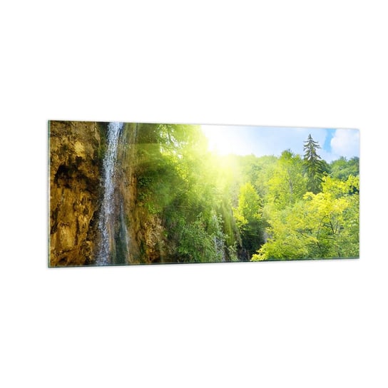 Obraz na szkle - To musi być Eden - 100x40cm - Wodospad Chorwacja Raj - Nowoczesny foto szklany obraz do salonu do sypialni ARTTOR ARTTOR