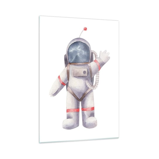 Obraz na szkle - To na razie! - 50x70cm - Astronauta Dziecięcy Minimalizm - Nowoczesny szklany obraz do salonu do sypialni ARTTOR ARTTOR