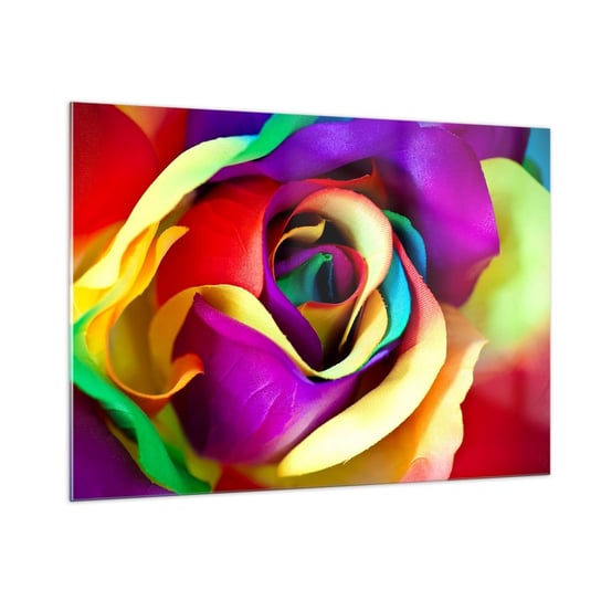 Obraz na szkle - To niemożliwe - 100x70cm - Abstrakcja Kwiat Kolorowa Róża - Nowoczesny foto szklany obraz do salonu do sypialni ARTTOR ARTTOR
