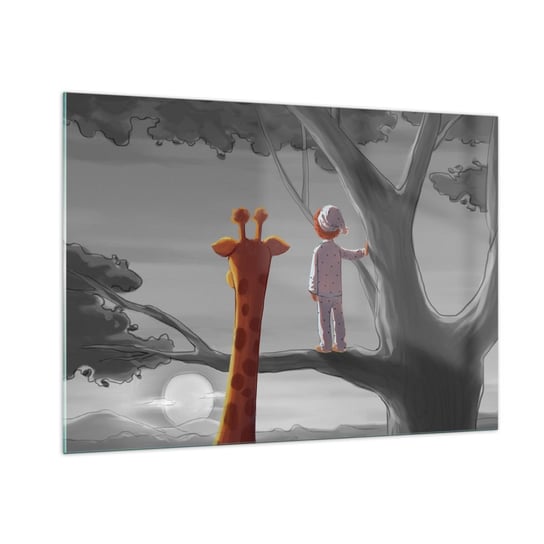 Obraz na szkle - To się naprawdę dzieje - 100x70cm - Żyrafa Dziecięcy Sen - Nowoczesny foto szklany obraz do salonu do sypialni ARTTOR ARTTOR