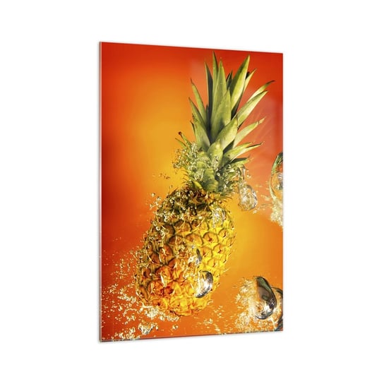 Obraz na szkle - Tropikalna soczysta świeżość - 70x100cm - Owoce Ananas Woda - Nowoczesny foto szklany obraz do salonu do sypialni ARTTOR ARTTOR