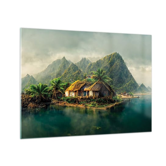 Obraz na szkle - Tropikalny raj - 70x50cm - Egzotyka Krajobraz Wyspa - Nowoczesny szklany obraz do salonu do sypialni ARTTOR ARTTOR