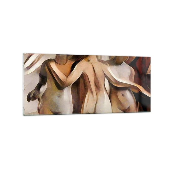 Obraz na szkle - Trzy Gracje 2.0 - 120x50cm - Kobieta Kubizm Sztuka - Nowoczesny szklany obraz na ścianę do salonu do sypialni ARTTOR ARTTOR