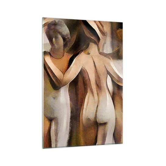 Obraz na szkle - Trzy Gracje 2.0 - 80x120cm - Kobieta Kubizm Sztuka - Nowoczesny szklany obraz na ścianę do salonu do sypialni ARTTOR ARTTOR