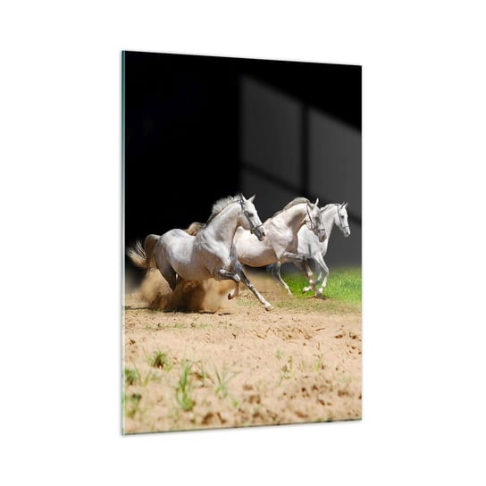 Obraz na szkle - Trzy Gracje - 50x70cm - Konie Zwierzęta Galop - Nowoczesny szklany obraz do salonu do sypialni ARTTOR ARTTOR