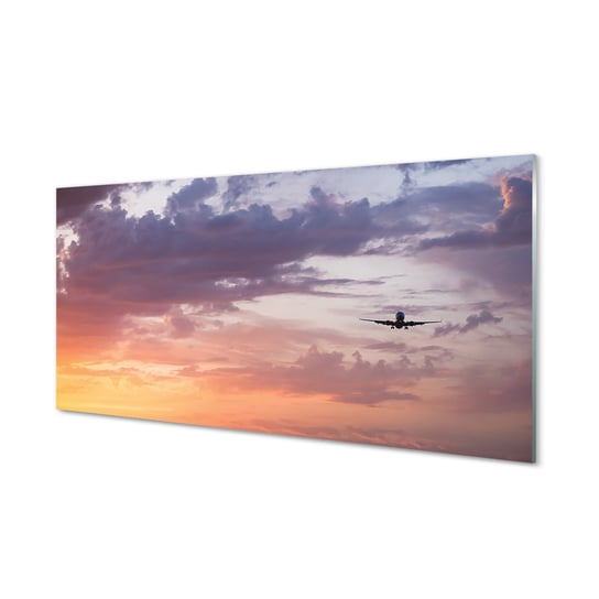 Obraz na szkle TULUP Chmury niebo samolot światła, 100x50 cm Tulup