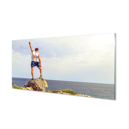 Obraz na szkle TULUP Człowiek morze niebo, 100x50 cm Tulup