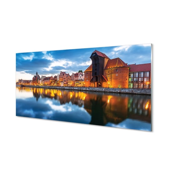 Obraz na szkle TULUP Gdańsk Rzeka budynki, 100x50 cm Tulup