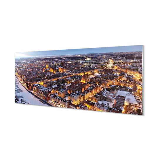 Obraz na szkle TULUP Gdańsk Zima panorama rzeka, 125x50 cm Tulup