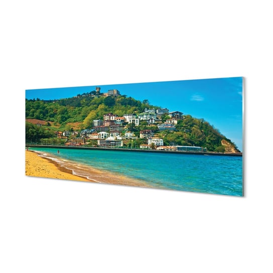 Obraz na szkle TULUP Hiszpania Plaża góry miasto, 125x50 cm Tulup