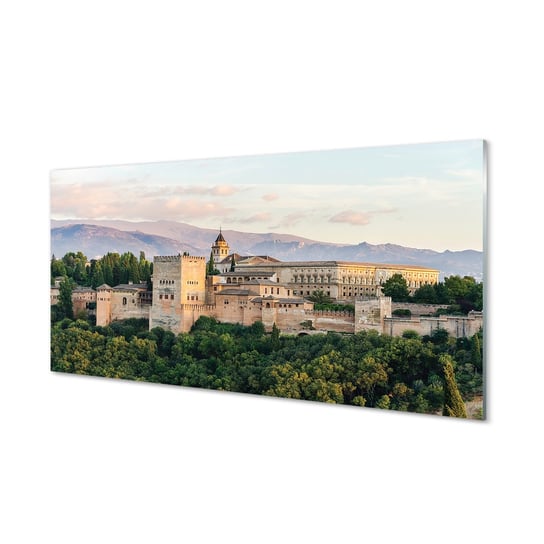 Obraz na szkle TULUP Hiszpania Zamek las góry, 100x50 cm cm Tulup